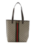 GG Supreme Monogram Medium Ophidia Tote Bag Brown