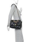 Lambskin Quilted Large CHNL 19 Flap Black