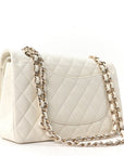 Caviar Quilted Medium Double Flap White