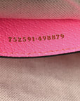 GG Supreme Monogram Textured Dollar Calfskin Web Ophidia Small Crossbody Bag Beige Ebony Fuchsia