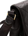 Lambskin Quilted Flap Shoulder Bag Black