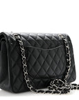 Lambskin Quilted Medium Double Flap Black