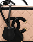 Caviar Quilted Small CC Filigree Vanity Case Beige Black