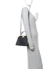 Python Shiny Nappa Mini Peekaboo Iconic Satchel Blue Jeans