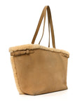 Suede Shearling Triomphe Medium Cabas Anais Natural