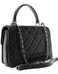 Lambskin Quilted Small Trendy CC Dual Handle Flap Bag Black