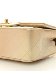 Metallic Goatskin Quilted Mini Rectangular Flap Gold