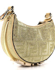 Crystal Vitello Laminato Suede FF Nano FNDIgraphy Hobo Charm Platino