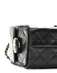 Shiny Crumpled Quilted Mini CHNL 25 Handbag Black