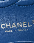 Caviar Chevron Quilted Medium Double Flap Blue