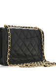 Shiny Lambskin Quilted Dynasty Wallet On Chain WOC Black