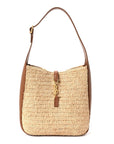 Raffia Calfskin Le 5 A 7 Small Hobo Natural Brick