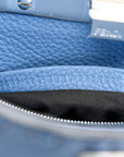 Cuoio Romano Selleria Macro Stitchings Mini Peekaboo Iconic Satchel Argento Blue