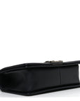 Calfskin Chevron Quilted Medium Boy Flap Black