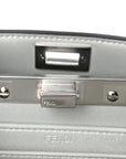 Iridescent Crystal Vitello Laminato Suede FF Petite Peekaboo I SEE U Satchel Cappuccino