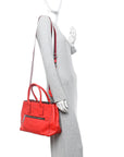 Pebbled Calfskin Gotham Bauletto Satchel Red
