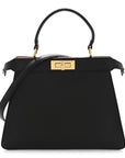 Vitello Seta Shiny Nappa Medium Peekaboo I SEE U Satchel Black Light Rose