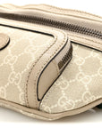 GG Supreme Monogram Textured Calfskin Web Retro Interlocking G Belt Bag Beige Mystic White Oatmeal