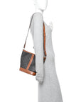 Triomphe Canvas Calfskin Small Bucket Bag Tan