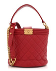 Calfskin Quilted Boy Bucket Bag Red