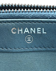 Metallic Caviar Quilted Small Boy Clutch With Chain Turquoise