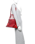 Saffiano Cuir Calfskin Medium Monochrome Top Handle Tote Fuoco