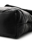 Lambskin Quilted Monogram Monochrome Small Loulou Puffer Chain Satchel Black