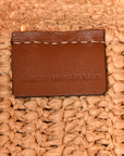 Raffia Calfskin Triomphe Cube Tote Natural Black