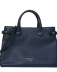 Derby Calfskin House Check Medium Banner Tote Ink Blue