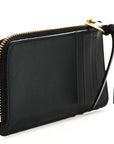 Calfskin Logo Coin Card Holder Black