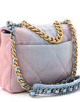 Denim Quilted Medium CHNL 19 Flap Blue Pink
