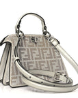Iridescent Crystal Vitello Laminato Suede FF Petite Peekaboo I SEE U Satchel Cappuccino