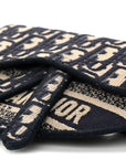 Oblique Embroidered Saddle Belt Pouch Blue