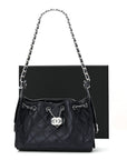 Metallic Caviar Quilted Mini CHNL 25 Handbag Dark Blue
