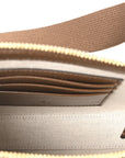 GG Supreme Monogram Azalea Calfskin Small Retro Interlocking G Wristlet Messenger Bag Beige Ebony Brown Sugar