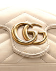 Calfskin Matelasse Super Mini GG Marmont Shoulder Bag White