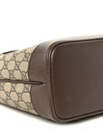 GG Supreme Monogram Textured Calfskin Web Small Ophidia Shoulder Tote Bag Beige Ebony New Acero