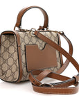 GG Supreme Monogram Small Padlock Top Handle Shoulder Bag Beige Ebony Dark Brown