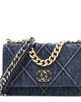 Denim Quilted CHNL 19 Wallet On Chain WOC Blue