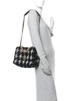 Tweed Quilted Large CHNL 19 Flap Black White