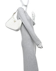Brushed Calfskin Cleo Adjustable Strap Shoulder Bag White