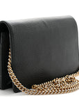 Calfskin Mini GG Marmont Chain Wallet Black