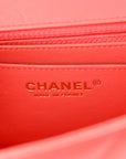 Lambskin Chevron Quilted Mini Rectangular Flap Coral