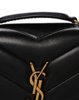 Lambskin Chevron Quilted Small Loulou Black