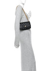 Lambskin Quilted Sweet Camellia Wallet On Chain WOC Black
