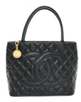 Caviar Quilted Medallion Tote Black
