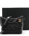Aged Calfskin Quilted Small Gabrielle Hobo Black