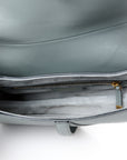 Grained Calfskin Saddle Bag With Strap Stone Grey