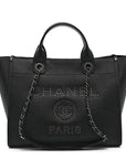Caviar Small Studded Deauville Tote Black