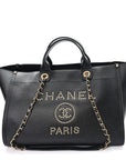 Caviar Medium Studded Deauville Tote Black